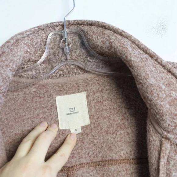 Thread & Supply Comfort Fleece Shirt Jacket Brown Shacket Cozy Knit thick S new - Picture 6 of 11